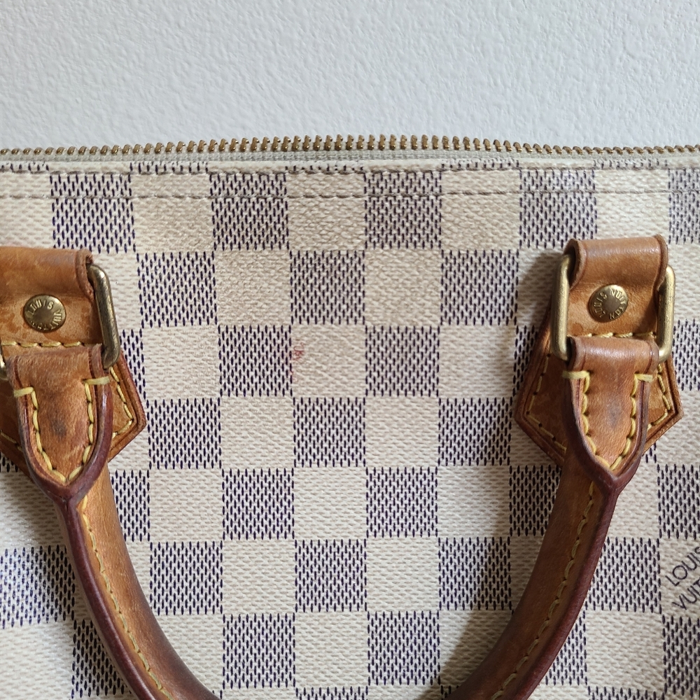 Louis Vuitton Damier Azur Canvas Satchel with Brown Leather Trim - Picture 3 of 15